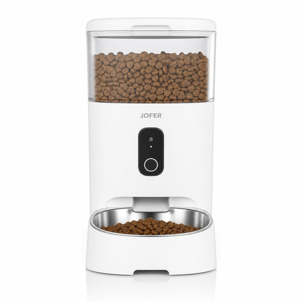 Distributeur Automatique de Croquettes pour Chat JOFER – Programmable, Contrôle des Portions, Bol Inox, 3L